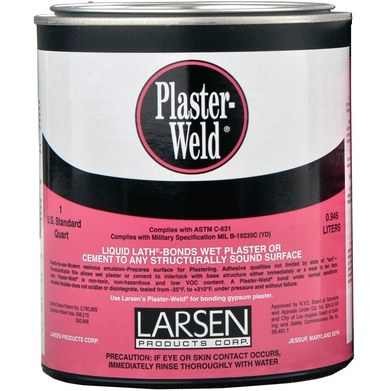 Larsen Plaster-Weld PWQ06 Bonding Agent, Liquid, Low to Slight Acetic, Pink, 1 qt Pail