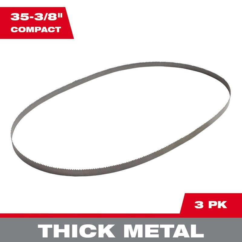 Milwaukee 48-39-0509 Band Saw Blade, 1/2 in W, 35-3/8 in L, 10 TPI, HSS Cutting Edge, Bi-Metal