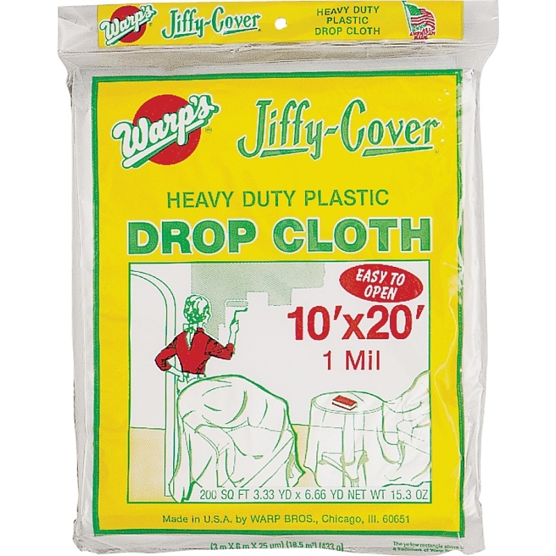 Warp's JC-1020 Drop Cloth, 20 ft L, 10 ft W, Plastic, Clear (Pack of 12)