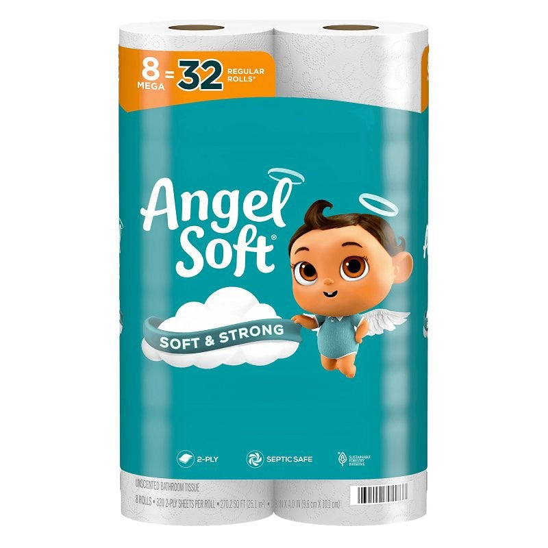 Angel Soft 79534 Toilet Paper Roll, 2-Ply, Paper (Pack of 6)