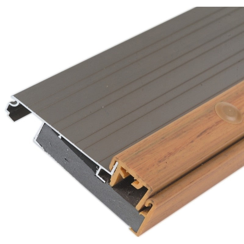 M-D 49008 Break Threshold, 36 in L, 4-9/16 in W, Aluminum, Satin Nickel