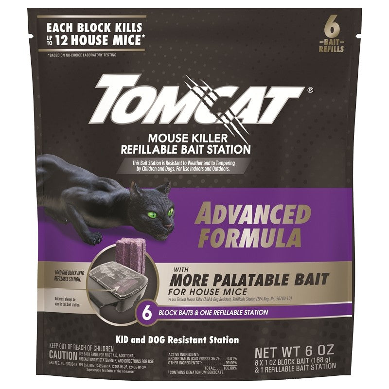 Tomcat 0372805 Mouse Killer Refillable Bait Station, 12 Mice Bait, Purple/Violet, 6/PK