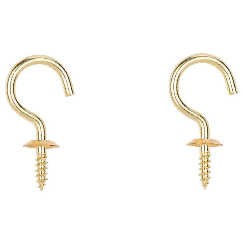 ProSource LR-387-PS Cup Hook, 3/4 in Opening, 4.5 mm Thread, 2-1/16 in L, Brass, Brass