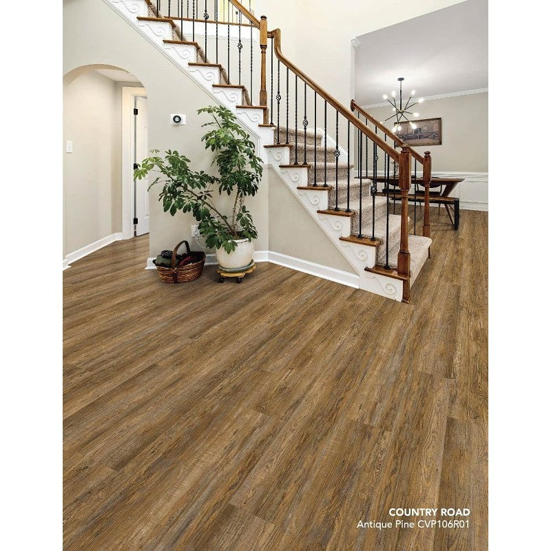 Healthier Choice Flooring CVP106R01 Flooring Plank, 60 in L, 9 in W, Pressed Bevel Edge, Stone Polymer Composite/Vinyl