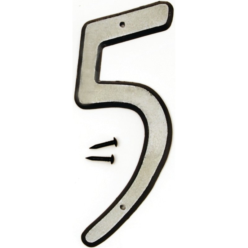 Hy-Ko 30600 Series 30605 House Number, Character: 5, 4 in H Character, Black/White Character, Plastic (Pack of 10)