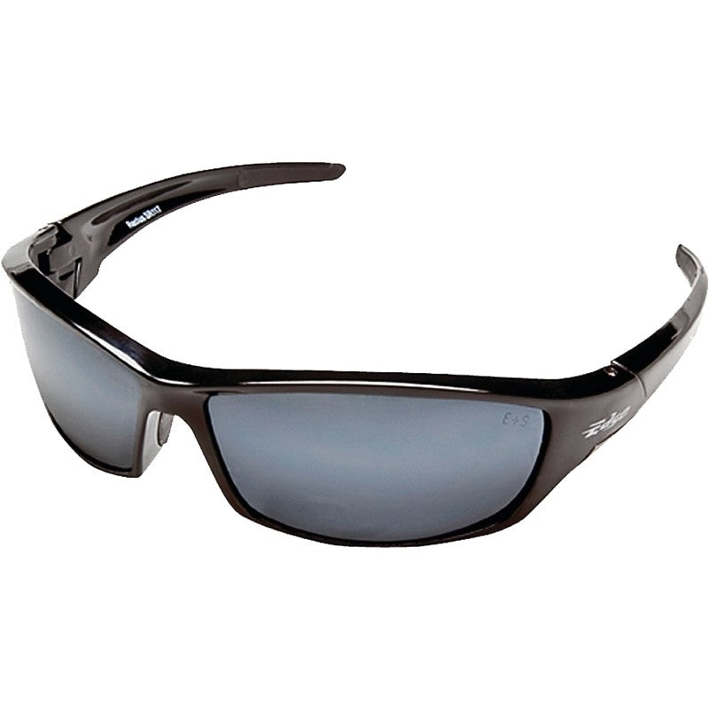 Edge SR117 Non-Polarized Safety Glasses, Black Frame, Unisex, Polycarbonate Lens, Full Frame, Nylon Frame, Silver Lens