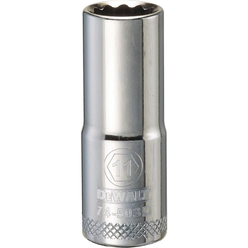 DEWALT DWMT74503OSP Drive Socket, 11 mm Socket, 3/8 in Drive, 12-Point, Vanadium Steel, Polished Chrome