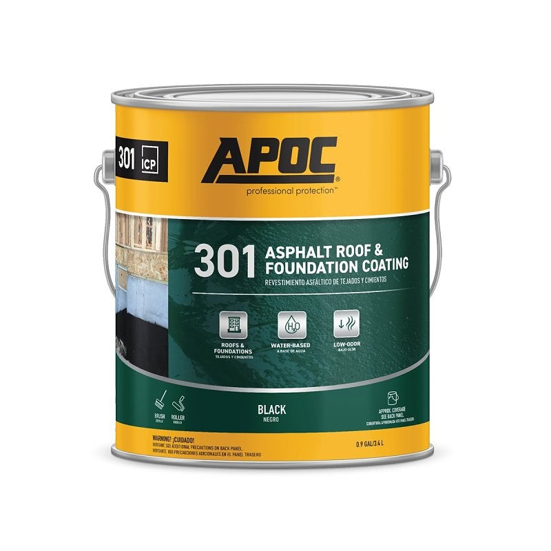 APOC AP-301 Series AP-3011 Asphalt Roof and Foundation Coating, Black, 1 gal, Pail, Liquid (Pack of 4)