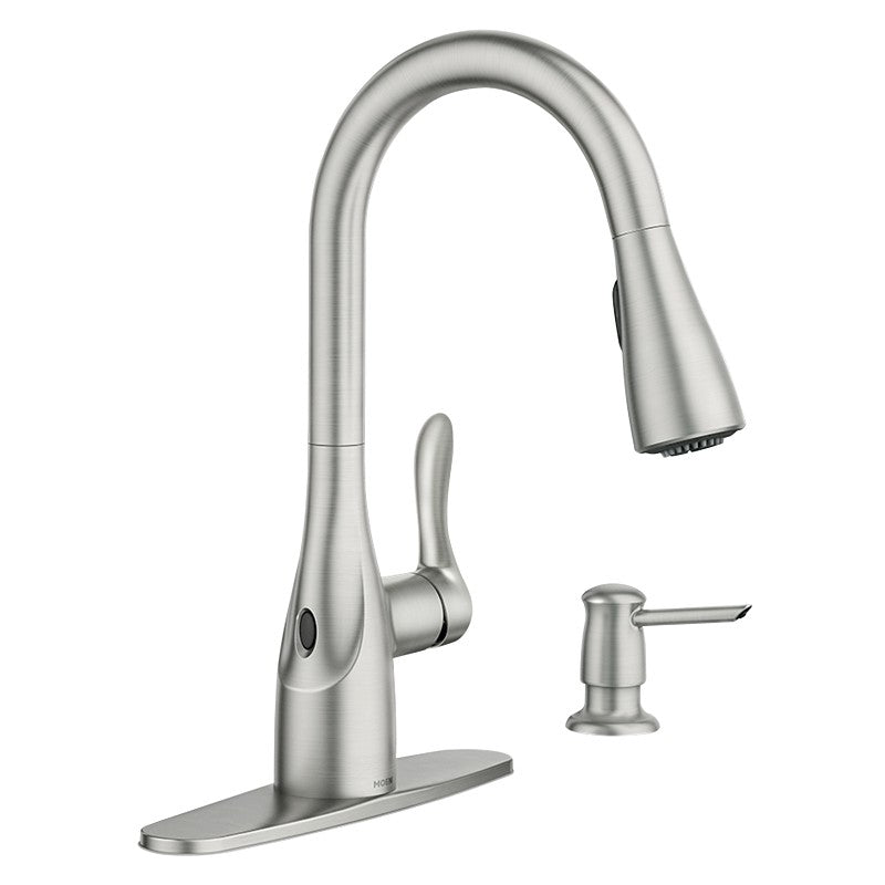 Moen Arlo Series 87087EWSRS Pull-Down Kitchen Faucet, 1.5 gpm, 1-Handle, Metal, Stainless Steel, Deck Mounting