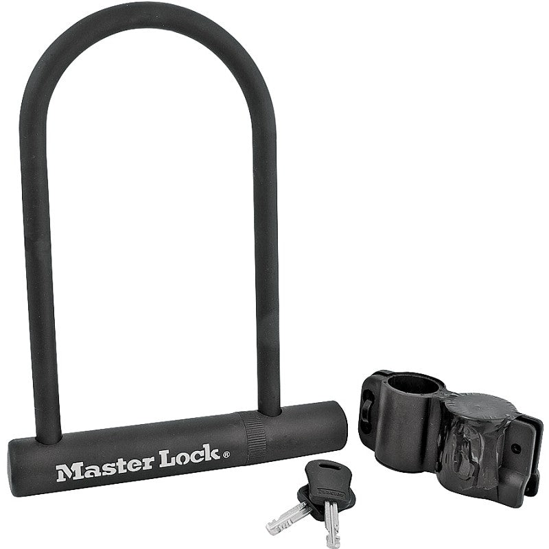Master Lock 8170D U-Lock, Keyed Different Key, 1/2 in Dia Shackle, Steel Body, 6-1/8 in W Body