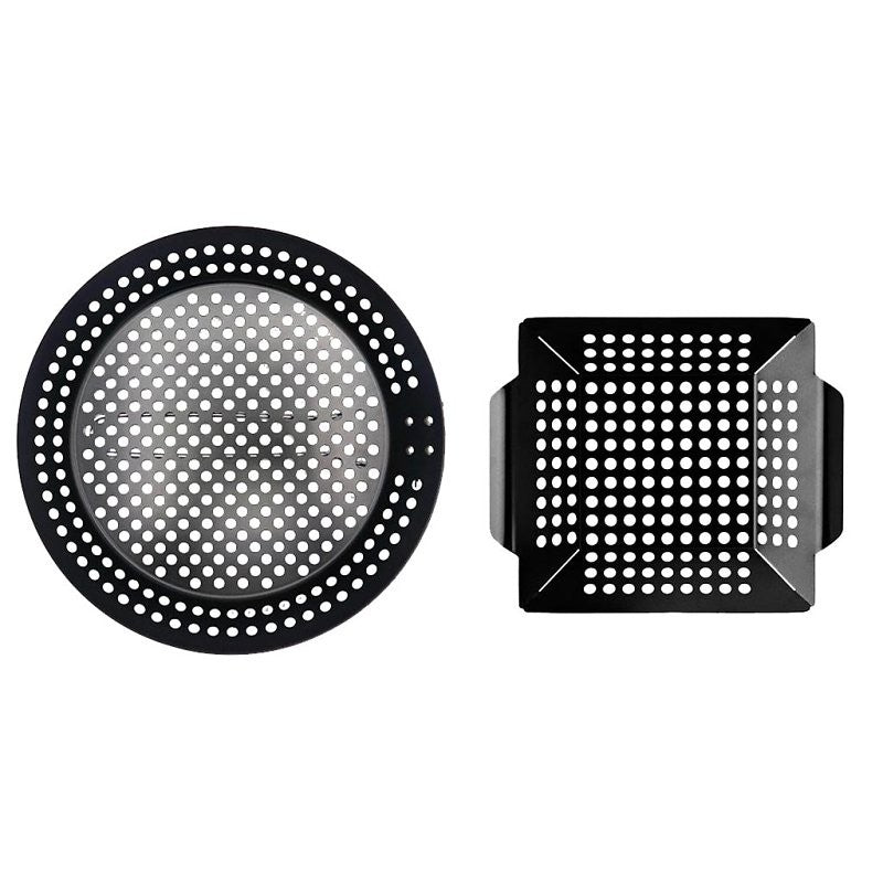 Mr. BAR-B-Q 06901Y Gourmet Grilling Topper Set, Steel, Black, For: Big Green Egg, Charcoal, Commercial Grill/Smokers