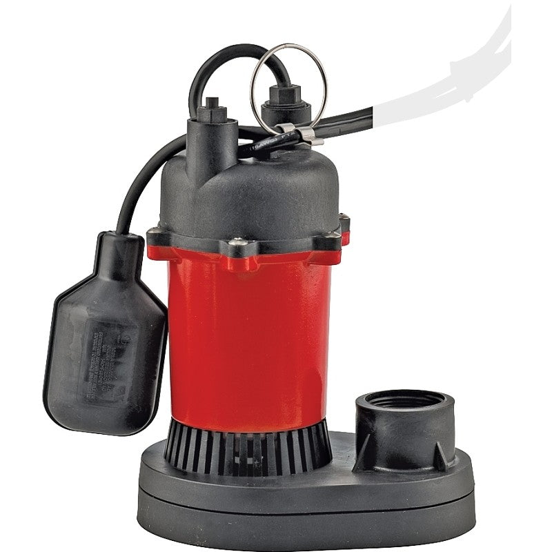Red Lion RL-SP25T Series 14942739 Sump Pump, 1-Phase, 6 A, 115 V, 0.25 hp, 1-1/2 in Outlet, 23 ft Max Head, 540 gph