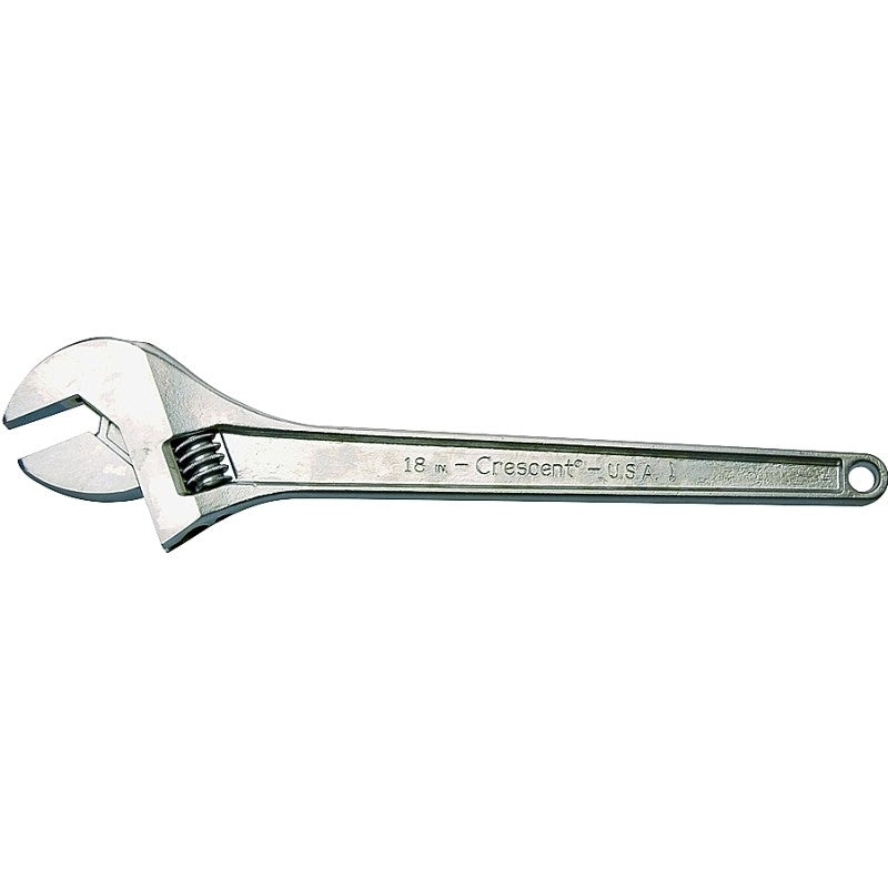 Crescent AC118 Adjustable Wrench, 18 in OAL, 2.063 in Jaw, Steel, Chrome, I-Beam Handle