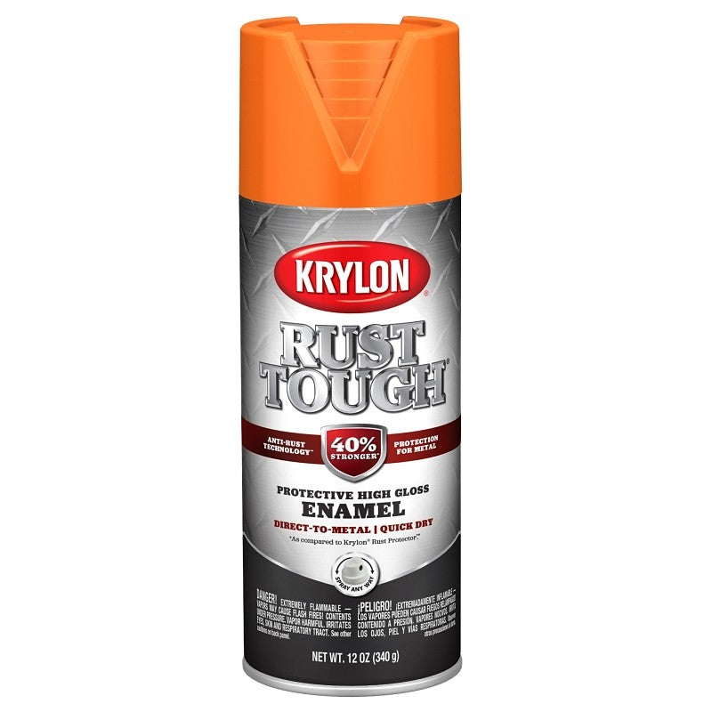Krylon Rust Tough K09264008 Enamel Spray Paint, Gloss, Orange, 12 oz, Can (Pack of 6)