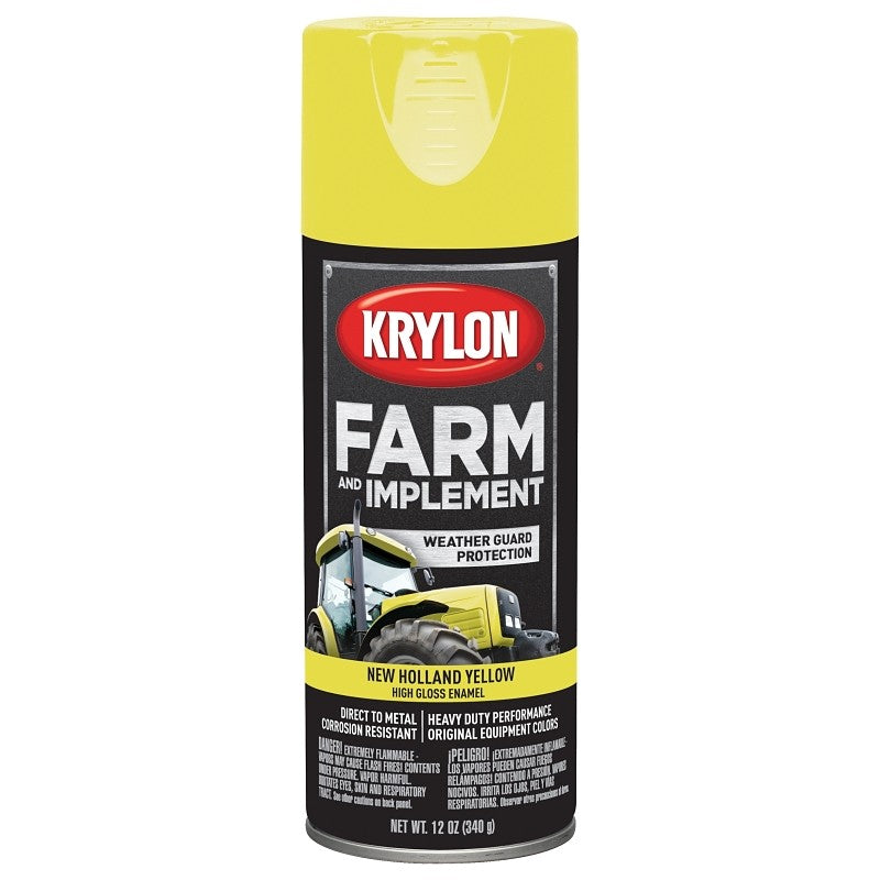 Krylon K01949000 Farm Equipment Spray, High-Gloss, New Holland Yellow, 12 oz (Pack of 6)
