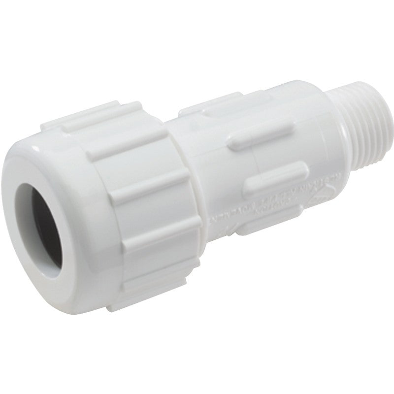 NDS CPA-0500 Pipe Adapter, 1/2 in, Compression x MPT, PVC, White, SCH 40 Schedule, 150 psi Pressure