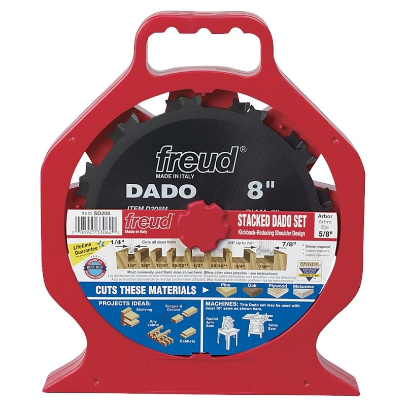 Freud SD208S Dado Blade Set, 5/8 in Arbor, 12-Teeth