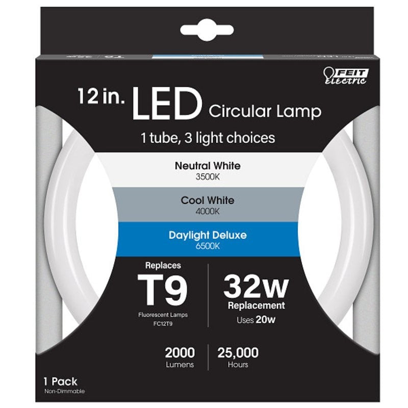 Feit Electric FC12/3CCT/LED LED Light Bulb, Color Selectable, Circline Lamp, 32 W Equivalent, 4-Pin Lamp Base