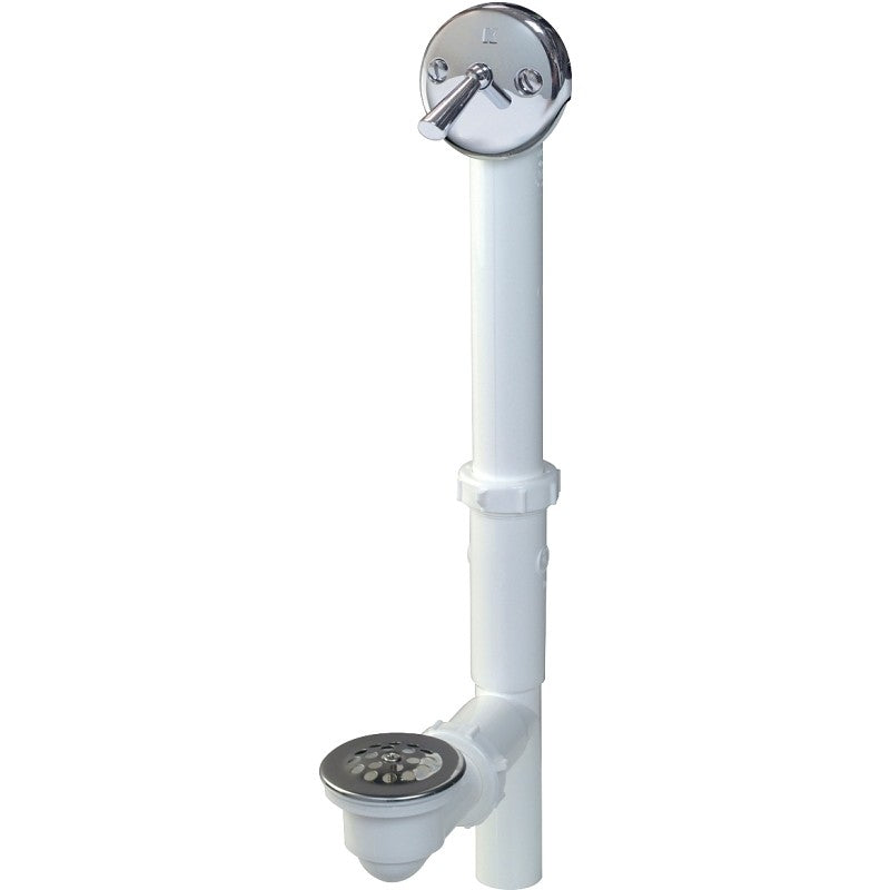 Plumb Pak PP209064 Lever Bath Drain Assembly, Plastic, White, Chrome