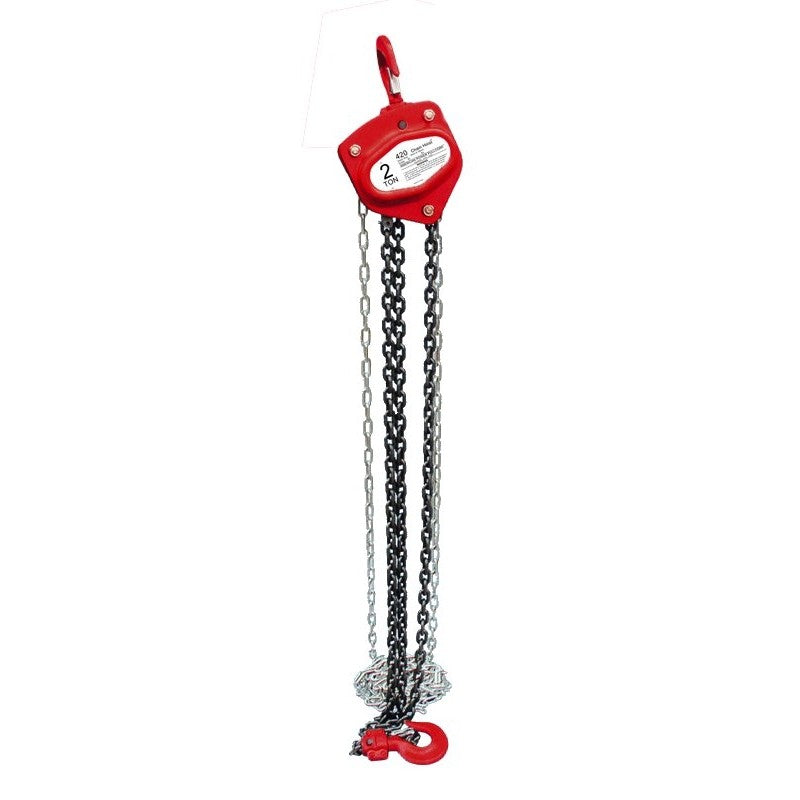 American Power Pull 400 Series 420 Chain Block, 2 ton, 10 ft H Lifting, 16-9/16 in Between Hooks