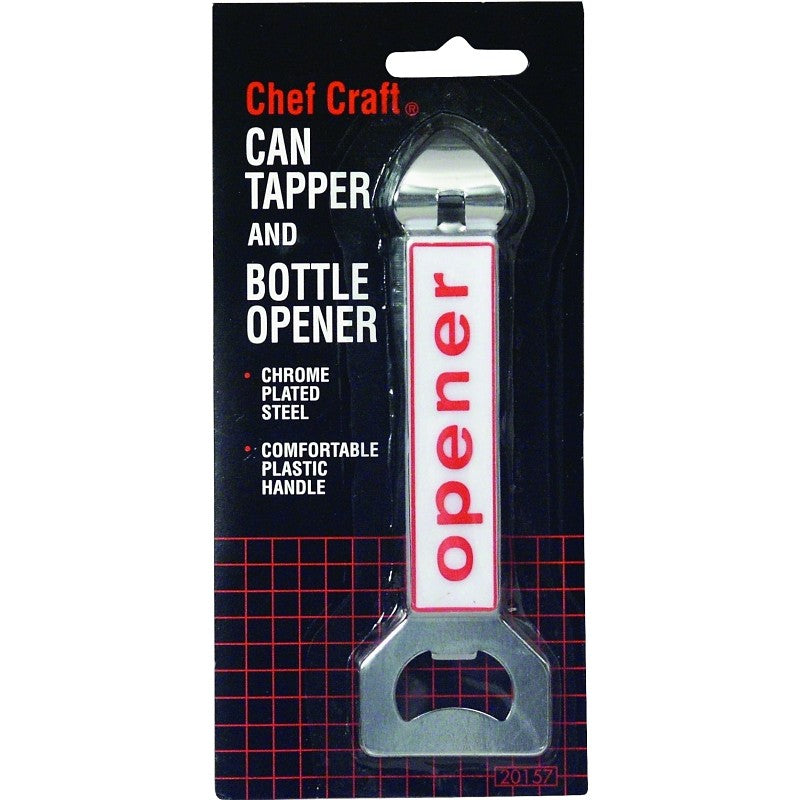 Chef Craft 20157 Bottle Opener and Can Tapper, Steel, Plastic Handle, 5-1/2 in OAL