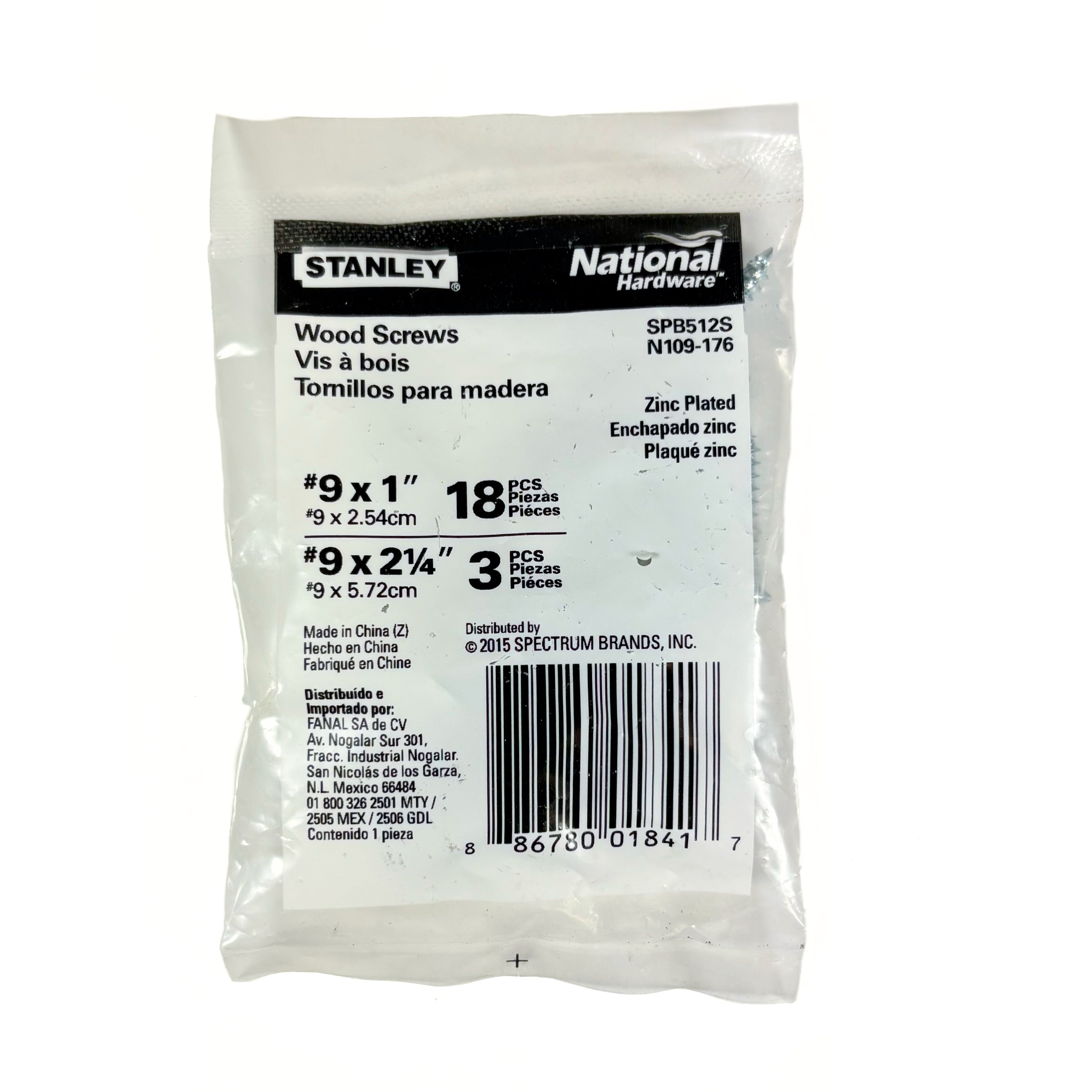 Door Hinge Reinforcement Screws #9 By 1 & 2-1/4 Inch Zinc