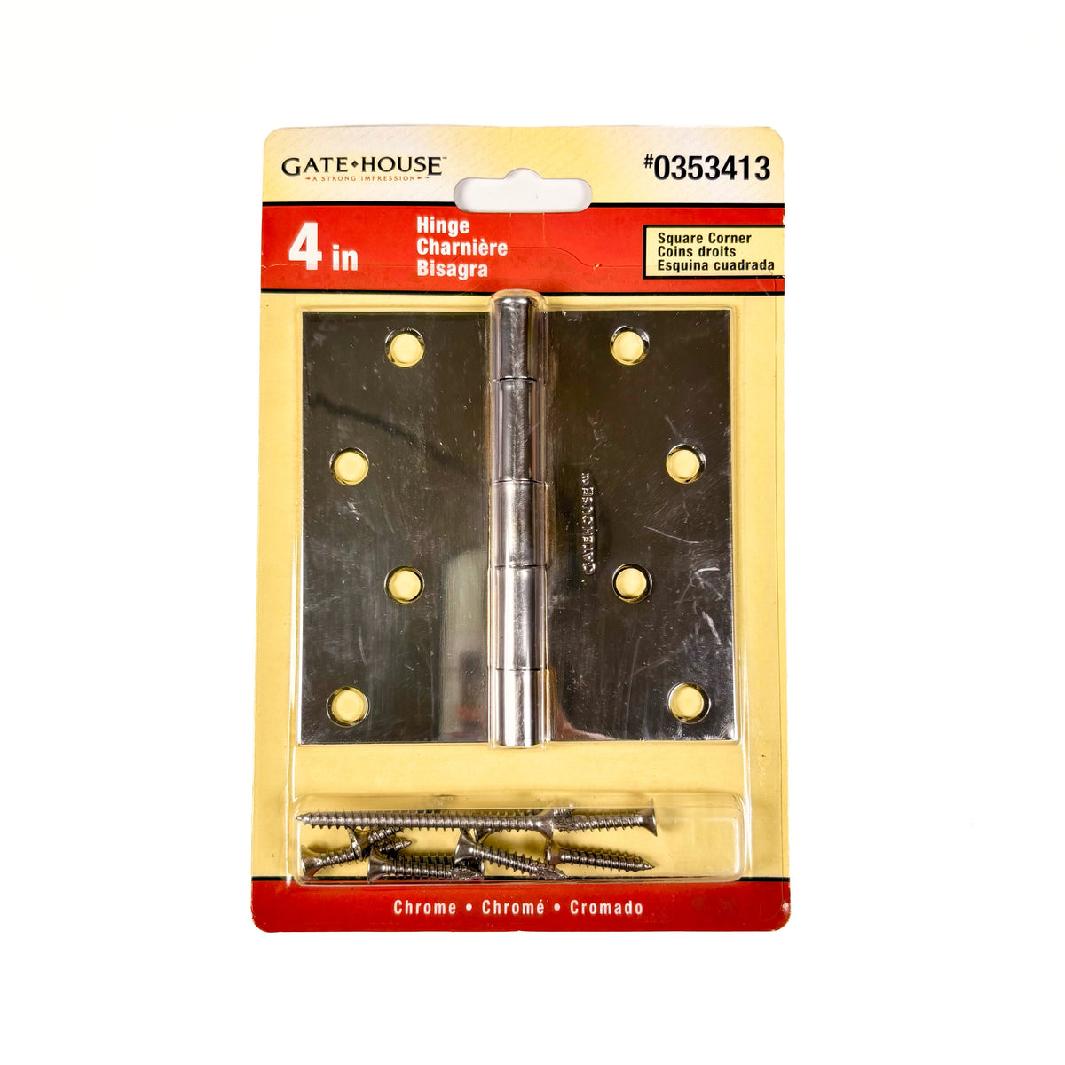 Door Hinge 4 Inch Square Corner Polished Chrome