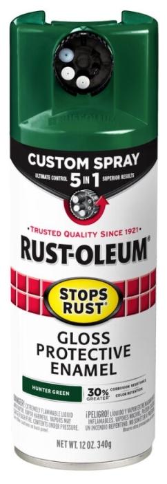 Rust-Oleum 376891 5-In-1 Enamel Paint, Gloss, Hunter Green, 12 oz, Aerosol Can