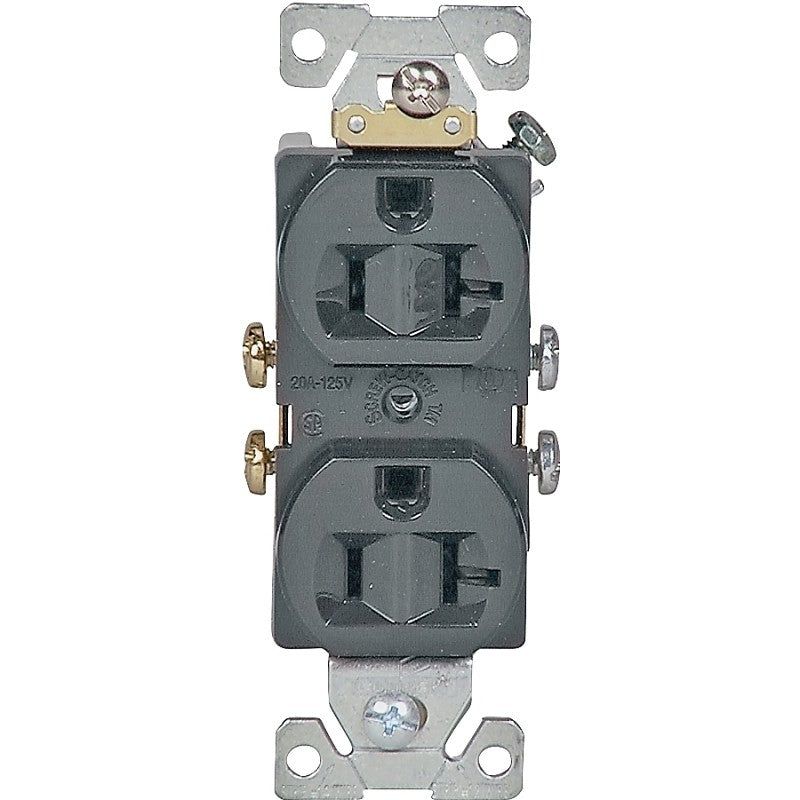 Eaton Wiring Devices 877B-BOX Duplex Receptacle, 2 -Pole, 20 A, 125 V, Side Wiring, Brown