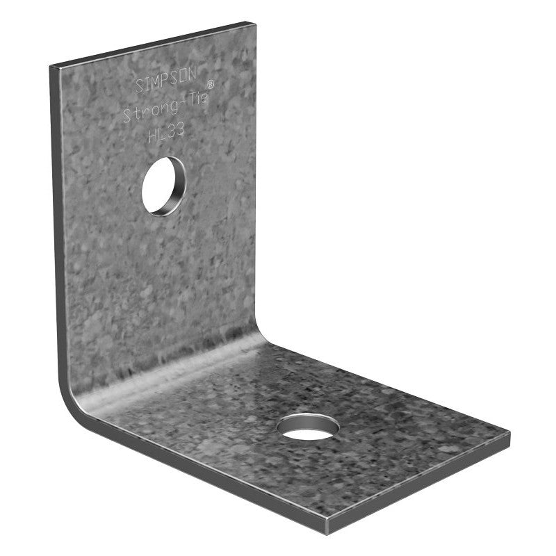 Simpson Strong-Tie HL HL33-R Heavy Angle, 3-1/4 in W, 1-1/4 in D, 2-1/2 in H, Steel, Silver, Galvanized/Zinc (Pack of 10)