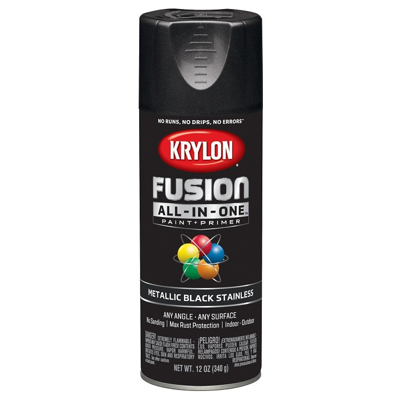 Krylon K02790007 Spray Paint, Metallic, Black Stainless, 12 oz, Can