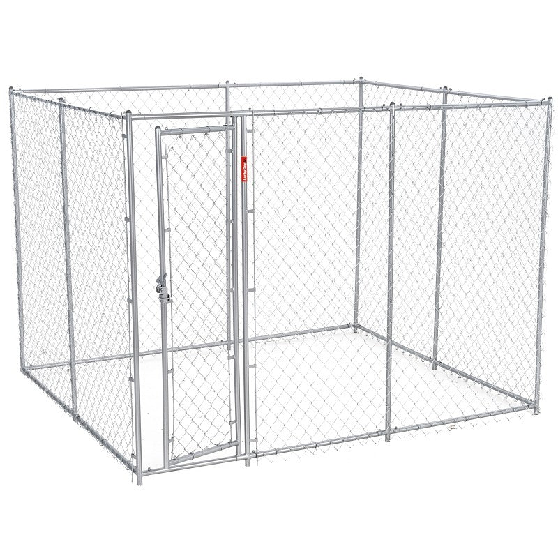 Lucky Dog CL 61028EZ Chain Link Kennel, 6-1/2, 10 ft OAL, 5, 8 ft OAW, 6 ft OAH, Steel, Galvanized