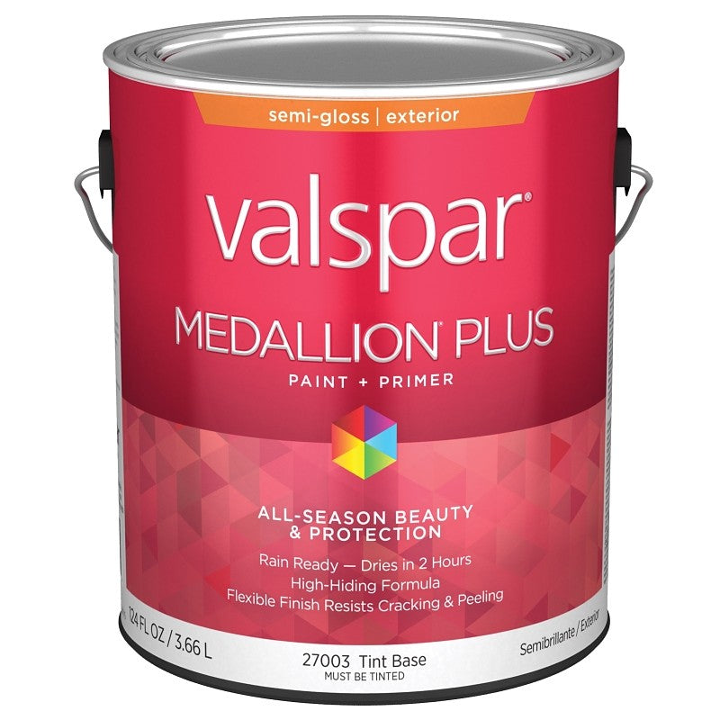 Valspar Medallion Plus 2600 028.0027003.007 Latex Paint, Acrylic Base, Semi-Gloss Sheen, Tint Base, 1 gal (Pack of 4)