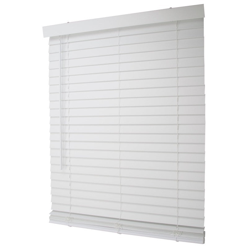 Simple Spaces FWMB-13 Blind, 64 in L, 32 in W, Faux Wood, White (Pack of 2)