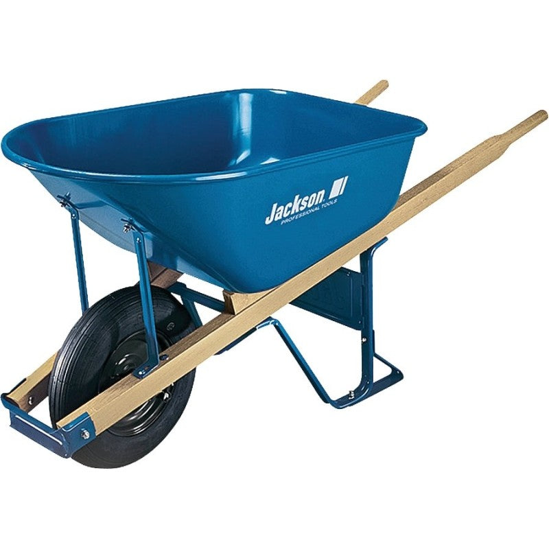 Jackson M6T22 Contractor Wheelbarrow, 6 cu-ft, 25-1/2 in OAW, 6 cu-ft Volume, Steel, 1-Wheel, Pneumatic Wheel