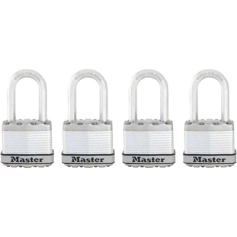 Master Lock Magnum Series M1XQLF Padlock, 1-3/4 in W Body, Keyed Alike Key, 5/16 in Dia Shackle, Silver