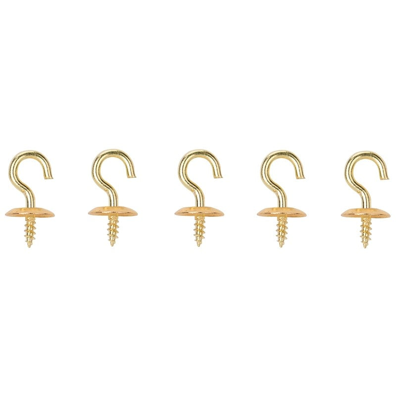 ProSource LR-381-PS Cup Hook, 3/16 in Opening, 2.5 mm Thread, 3/4 in L, Brass, Brass
