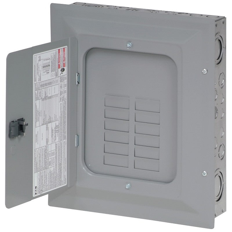 Eaton BRP12L125G Load Center, 125 A, 24-Pole, 12-Space, 24-Circuit, Main Lug, Plug-On Neutral, Type BR