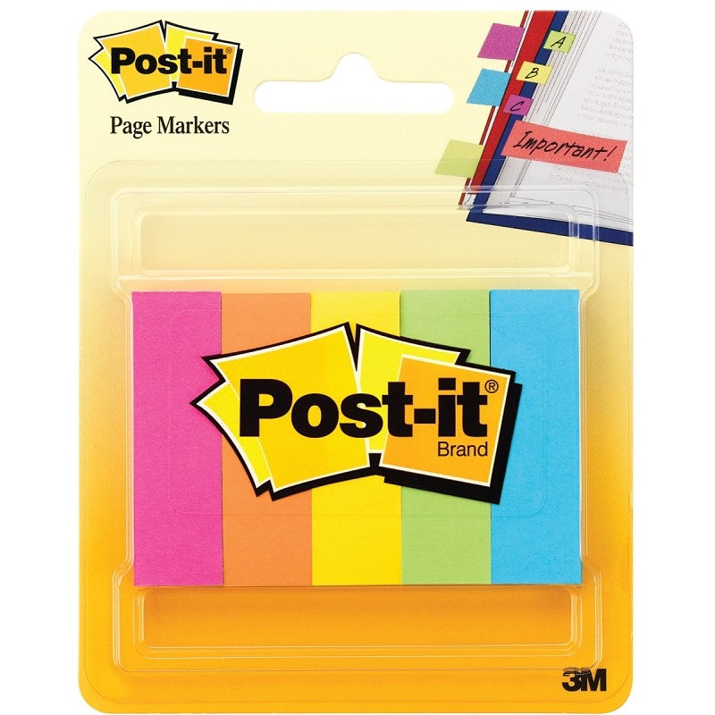 Post-it 670-5AF Page Marker, 1/2 x 2 in, Assorted, 50-Sheet