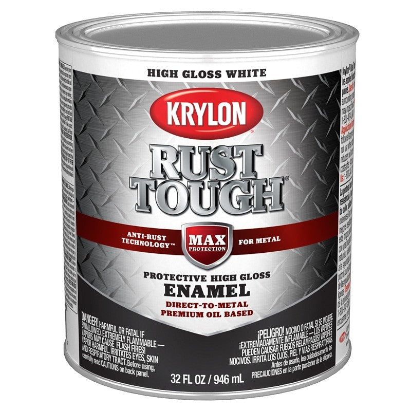Krylon Rust Tough K09704008 Rust Preventative Paint, Gloss, White, 1 qt, 400 sq-ft/gal Coverage Area (Pack of 2)