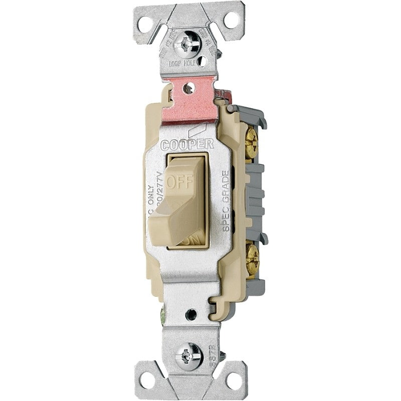 Eaton Wiring Devices CS120V Toggle Switch, 20 A, 120/277 V, Lead Wire Terminal, Nylon Housing Material, Ivory