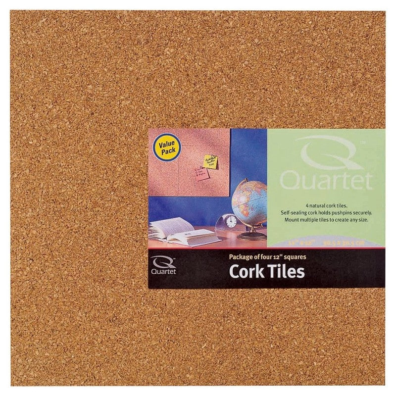 Quartet 102 Natural Cork Tile, 12 in L, Brown Board (Pack of 6)