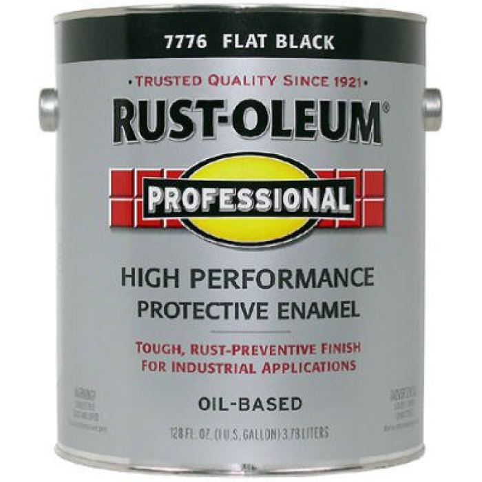 Rust-Oleum 7776402 Enamel Paint, Oil, Flat, Black, 1 gal, Can, 230 to 390 sq-ft/gal Coverage Area