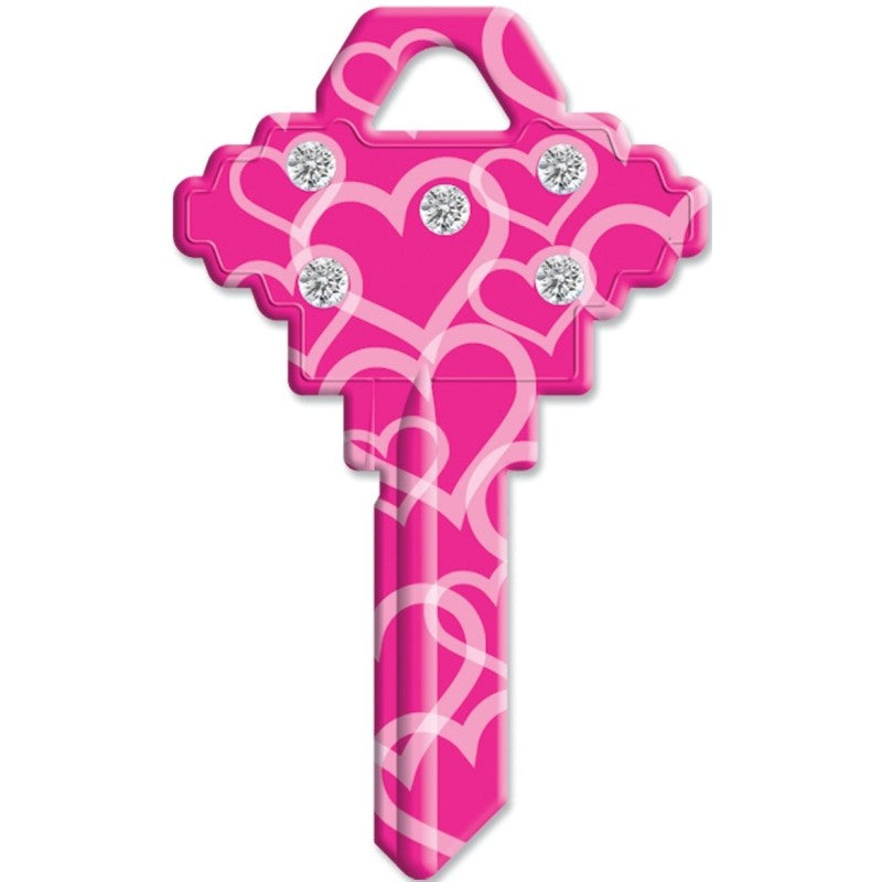 Hy-Ko 16005SC1-HTS Key Blank, Bling Hearts, Brass, Painted (Pack of 5)