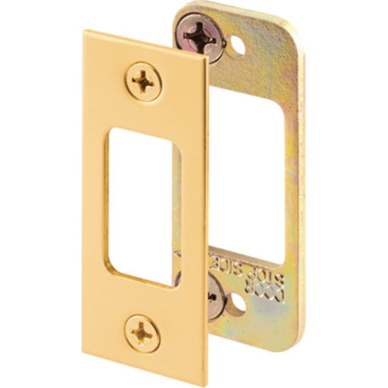 Defender Security E 2479 Deadbolt Strike Plate, 2-3/4 in L, 1-1/8 in W, Steel, Brass