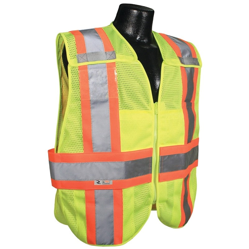 Radians SV24-2ZGM-XL/2XL Expandable Safety Vest, XL/2XL, Polyester, Green/Silver, Zip-N-Rip