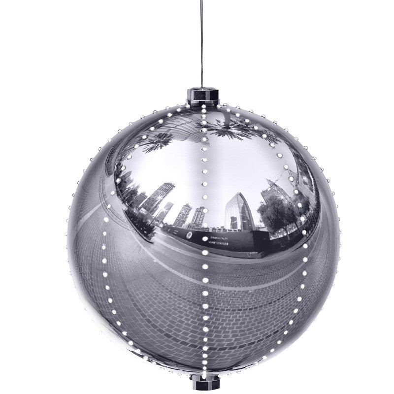 Santas Forest 60822 Ornament, 3 in H, Round Bulb, Plastic, Sliver, Internal Light/Music: Internal Light (Pack of 12)