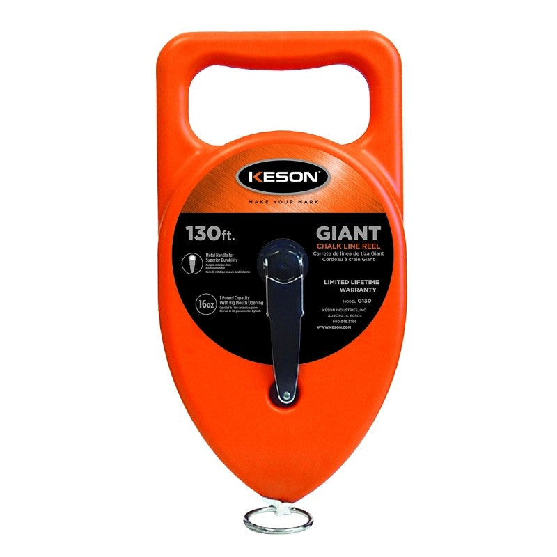 Keson G130 Chalk Line Reel, 24 oz Chalk Capacity, 130 ft L Line