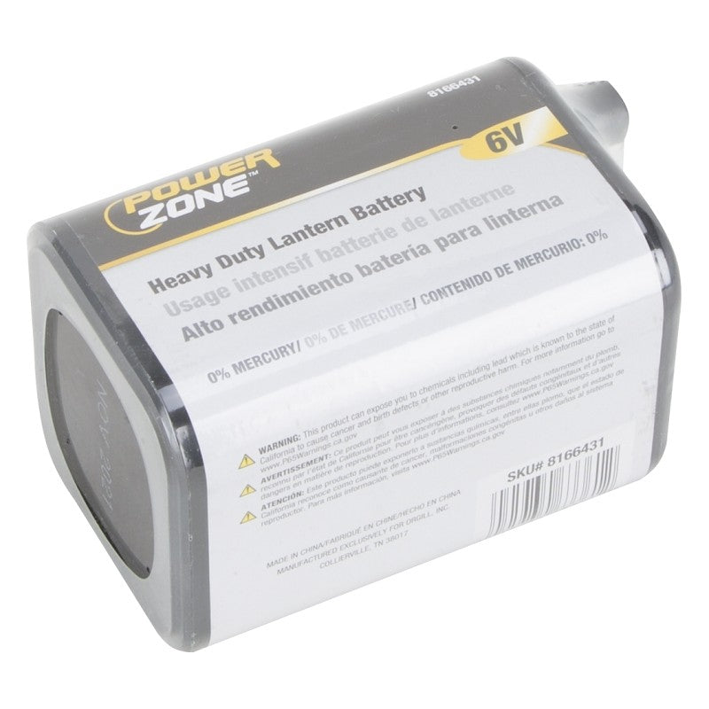 PowerZone 4R25 Heavy-Duty Lantern Battery, 6 V Battery, Zinc, Manganese Dioxide, and Zinc Chloride (Pack of 6)