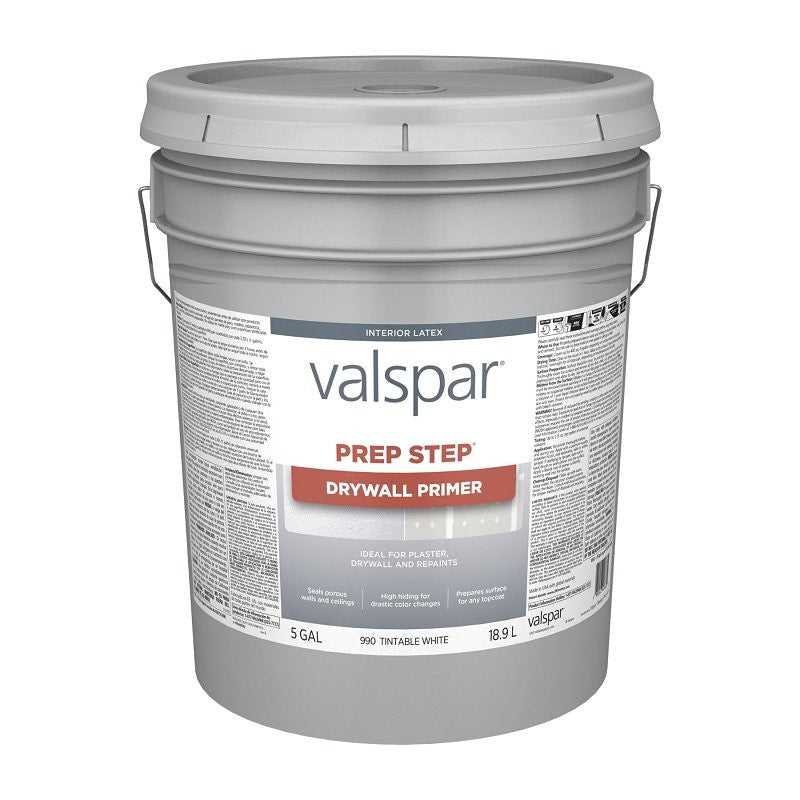 Valspar Prep-Step 044.0000990.008 Interior Latex Primer, White, 5 gal, Can